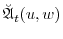 \displaystyle \ensuremath{\breve{\ensuremath{\mathfrak{A}}}}_t(u,w)