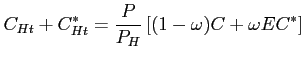 $\displaystyle C_{Ht}+C_{Ht}^*=\frac{P}{P_H} \left[(1-\omega) C+ \omega E C^* \right]$