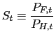 $\displaystyle S_{t}\equiv\frac{P_{F,t}}{P_{H,t}}$