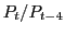 $ P_{t}/P_{t-4}$