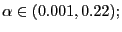 $ \alpha\in(0.001,0.22);$