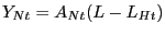 $ Y_{Nt} =A_{Nt} (L-L_{Ht} )$