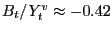 $ B_{t} /Y_{t}^{v} \approx-0.42$