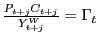$ \frac{P_{t+j} C_{t+j} }{Y_{t+j}^{W} }=\Gamma_{t} $