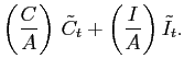 $\displaystyle \left(\frac{C}{A}\right) \, \tilde{C}_{t} + \left(\frac{I}{A}\right) \tilde{I}_{t}.$