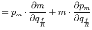 $\displaystyle =p_{m}\cdot \frac{\partial m}{\partial q_{\frac{f}{R}}}+m\cdot\frac{\partial p_{m} }{\partial q_{\frac{f}{R}}}$