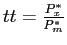 $ tt=\frac{P_{x}^{\ast}}{P_{m}^{\ast}}$