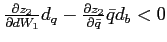 $ \frac{\partial z_{2}}{\partial dW_{1}} d_{q}-\frac{\partial z_{2}}{\partial\bar{q}}\bar{q}d_{b}<0$