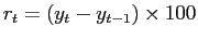 $ r_{t}=\left( y_{t}-y_{t-1}\right) \times100$