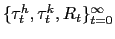 $ \{\tau^{h}_{t},\tau^{k}_{t}, R_{t}\}_{t=0}^{\infty}$