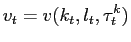 $\displaystyle v_{t}=v(k_{t},l_{t},\tau_{t}^{k})$