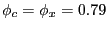 $ \phi_{c} = \phi_{x} = 0.79$