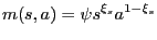 $\displaystyle m(s,a) = \psi s^{\xi_{s}} a^{1-\xi_{s}}$