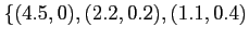 $ \{(4.5,0),(2.2,0.2),(1.1,0.4)$