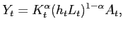 $\displaystyle Y_t = K_t^\alpha (h_tL_t)^{1-\alpha} A_t,$
