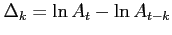 $ \Delta_k = \ln A_t - \ln A_{t-k}$