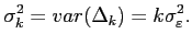 $\displaystyle \sigma^2_k = var(\Delta_k) = k \sigma^2_{\varepsilon}.$