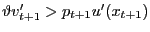 $ \vartheta v^{\prime}_{t+1} > p_{t+1} u^{\prime}(x_{t+1})$