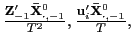 $ \frac{\mathbf{Z}_{-1}^{\prime}\mathbf{\bar{X}}_{\cdot,-1}^{0}}{T^{2} },\frac{\mathbf{u}_{i}^{\prime}\mathbf{\bar{X}}_{\cdot,-1}^{0}}{T},$