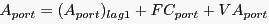 $ ^{\dag }_{ }A_{port} =(A_{port} )_{lag1} +FC_{port} +VA_{port} $