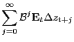 $ \displaystyle \sum_{j=0}^{\infty}\mathcal{B}^{j}\mathbf{E}_{t} \Delta z_{t+j}$