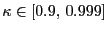 $ \kappa\in[0.9, \, 0.999]$