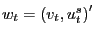 $ w_{t}=\left( v_{t},u_{t}^{s}\right) ^{\prime}$
