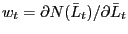 $ w_{t} =\partial N(\bar{L}_{t} )/\partial\bar{L}_{t} $