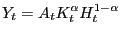 $\displaystyle Y_{t}=A_{t}K_{t}^{\alpha}H_{t}^{1-\alpha} $
