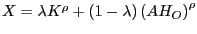 $ X=\lambda K^{\rho}+(1-\lambda)\left( AH_{O}\right) ^{\rho}$