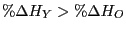 $ \%\Delta H_Y > \%\Delta H_O$
