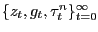 $ \{z_{t}, g_{t}, \tau ^{n}_{t}\}_{t=0}^{\infty}$