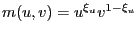 $ m(u,v) = u^{\xi_{u}}v^{1-\xi_{u}}$
