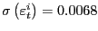 $ \sigma\left( \varepsilon_{t}^{i}\right) =0.0068$