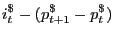 $ i_{t} ^{\$ _{} } -(p_{t+1} ^{\$ _{} } -p_{t} ^{\$ _{} } )$