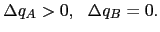 $ \Delta q_{A}>0,~\ \Delta q_{B}=0.$