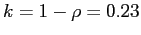 $ k = 1- \rho= 0.23$