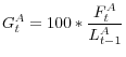 \displaystyle G^A_t=100*\frac{F^A_t}{L^A_{t-1}}