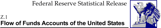 Federal Reserve Statistical Release, Z.1,
 Flow of Funds Accounts of the United States; title with eagle logo links to Statistical Release home page