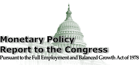 Monetary Policy Report to the Congress Pursuant to the Full Employment and Balanced Growth Act of 1978; logo includes title and image of the U.S. Capitol