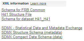 Image of the xml information section on the download page