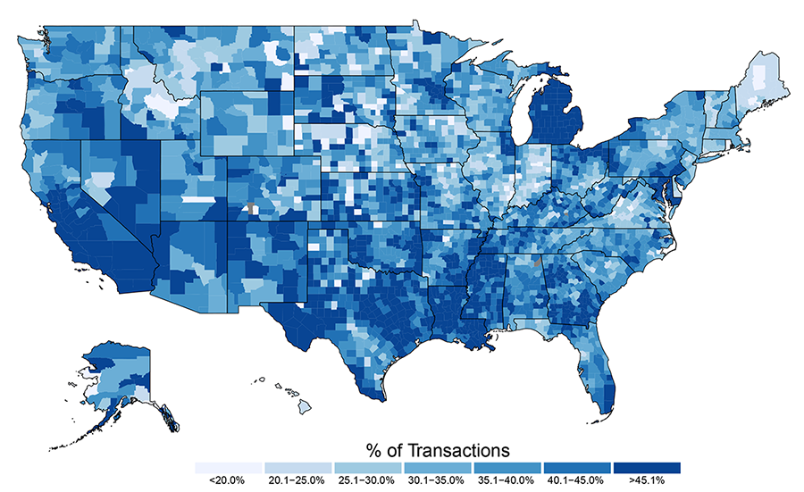 Figure 3: Share of New Auto Sales financed by Captive Finance Companies. See accessible link for data.