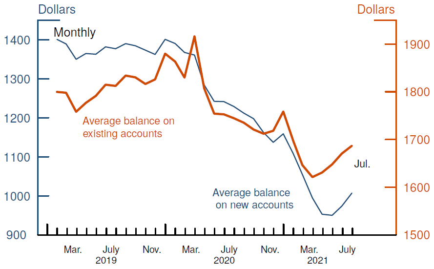 Figure 6. Average Balances on New and Existing Cards. See accessible link for data.