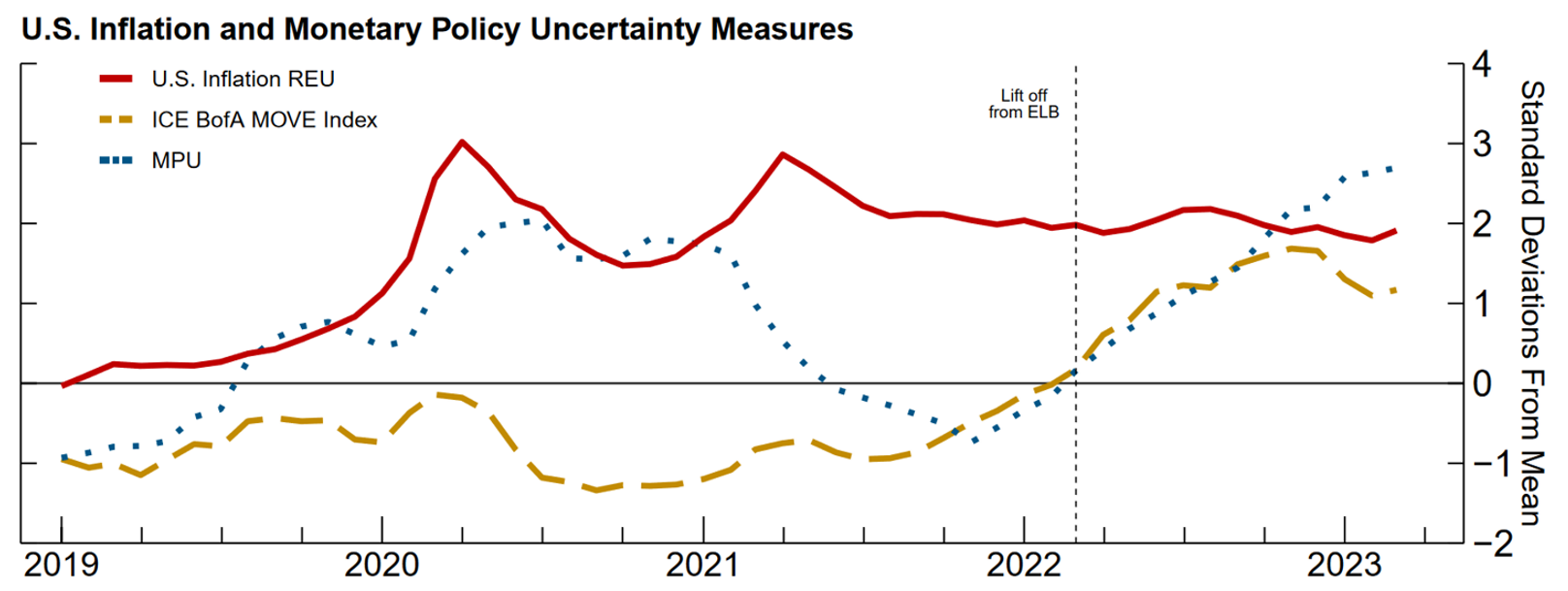Figure 7. U.S. Inflation and Monetary Policy Uncertainty Measures. See accessible link for data.