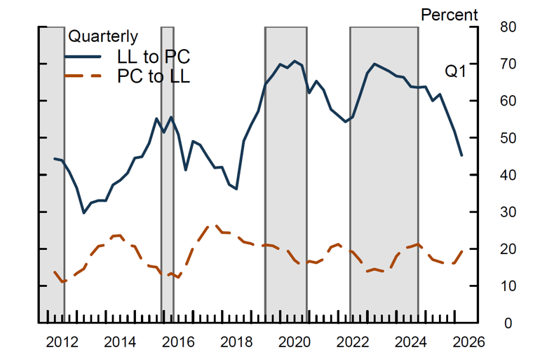 Figure 10. Share of Firms Switching between PC and LL Markets, Small Firms. See accessible link for data.