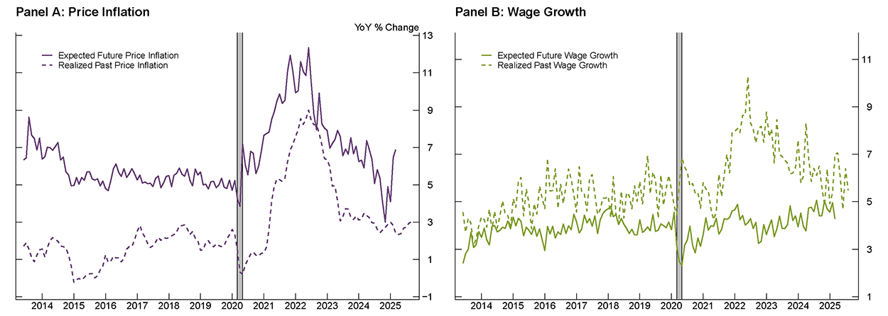 Figure 3. Expected/Realized Wage Growth and Inflation. See accessible link for data.