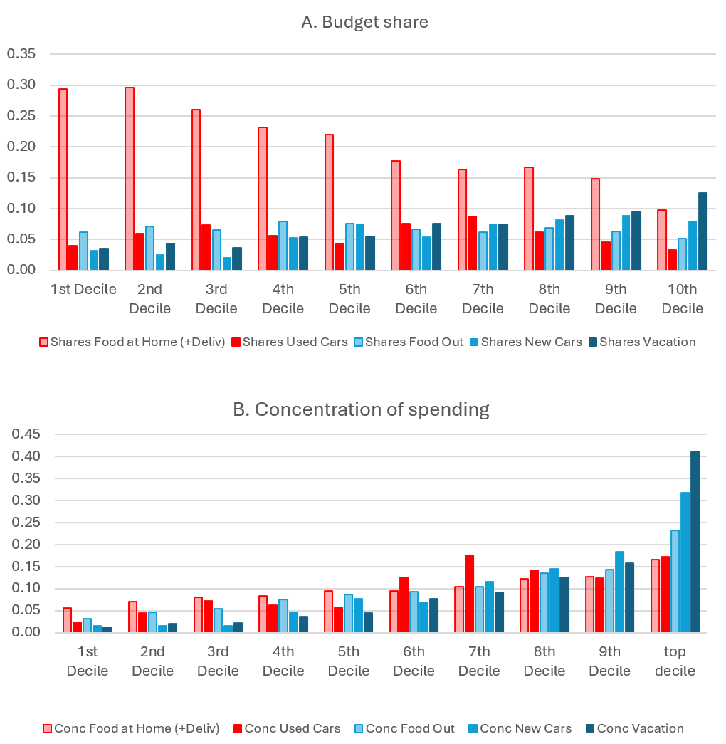 Figure 5. Budget shares and spending concentration, by income decile. See accessible link for data.