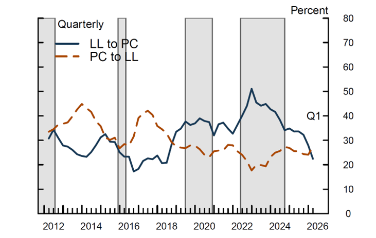 Figure 8. Share of Firms Switching between PC and LL Markets. See accessible link for data.