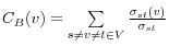 $ C_B(v)= \sum\limits_{s \neq v \neq t \in V} \frac{\sigma_{st} (v)}{\sigma_{st}}$