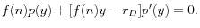 \displaystyle f(n)p(y)+[f(n)y-r_{D} ]p'(y)=0.